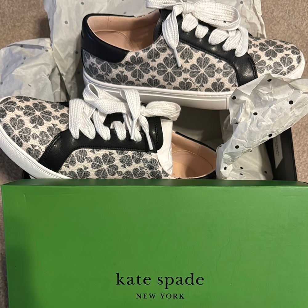 Kate Spade Black and White Floral Sneakers
